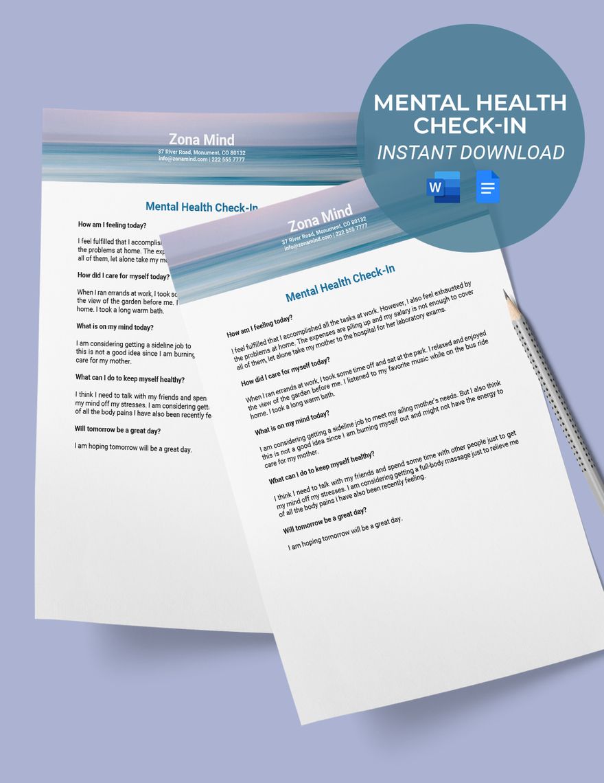 Mental Health Check-in Template