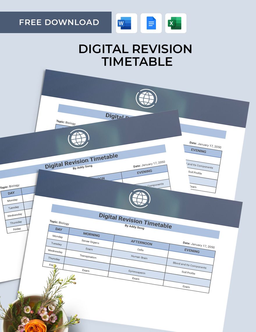 Digital Revision Timetable