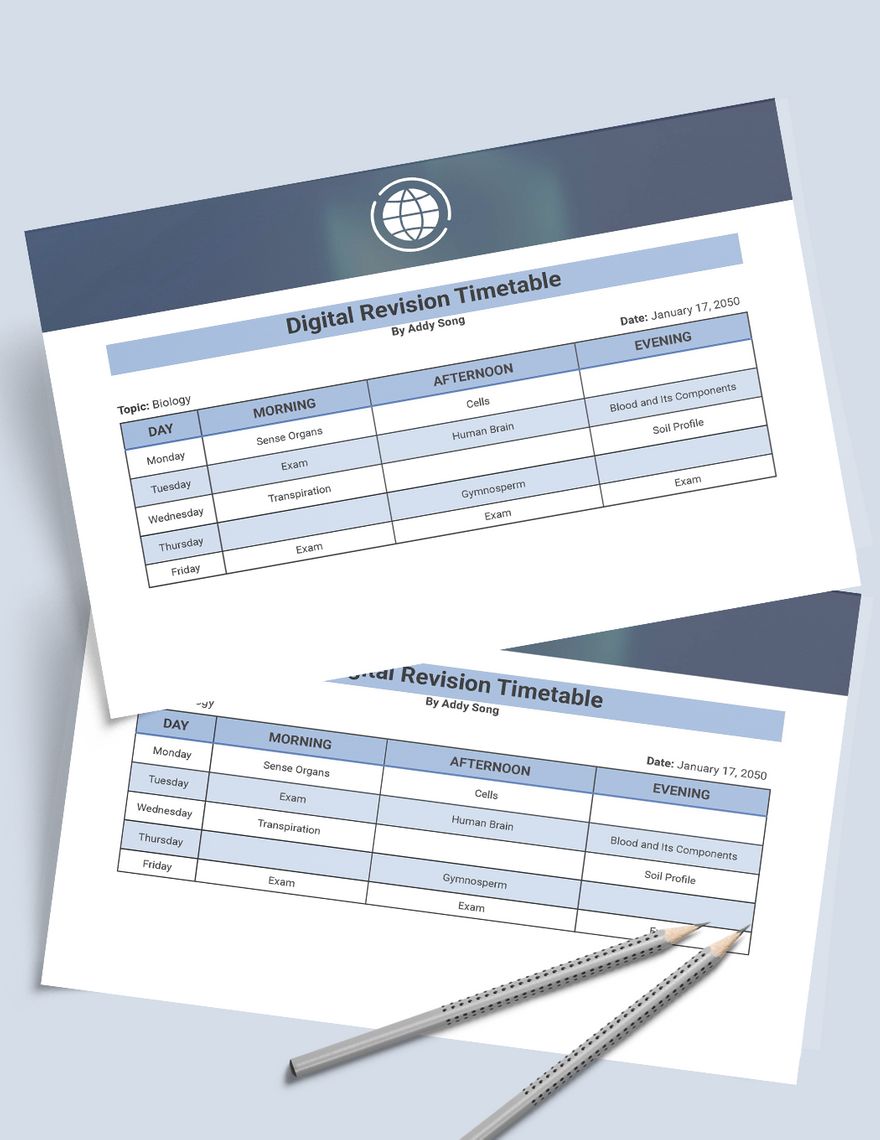 Digital Revision Timetable