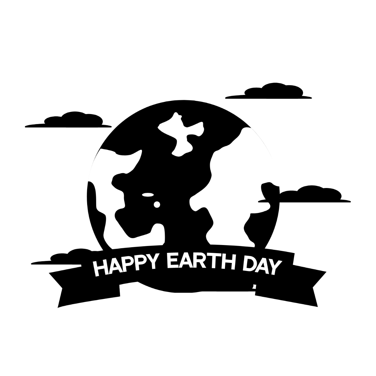 Black And White Earth Day Clipart Template