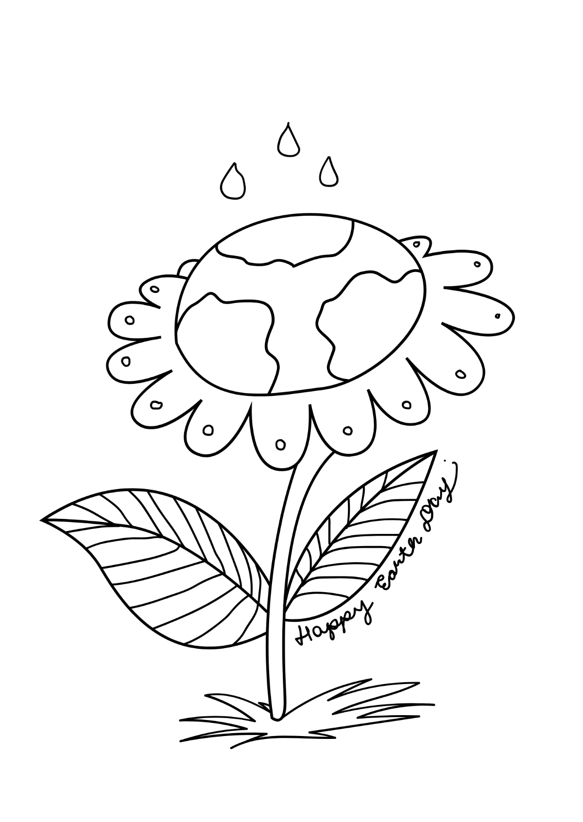 Cute Earth Day Drawing Template