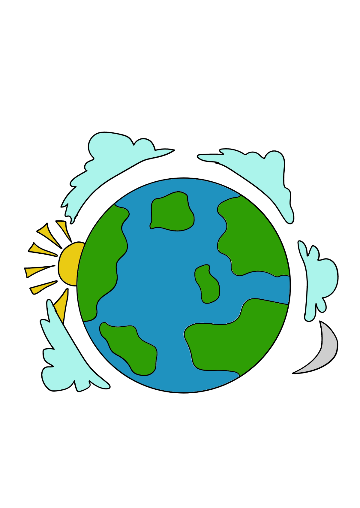 Earth Day Color Drawing Template