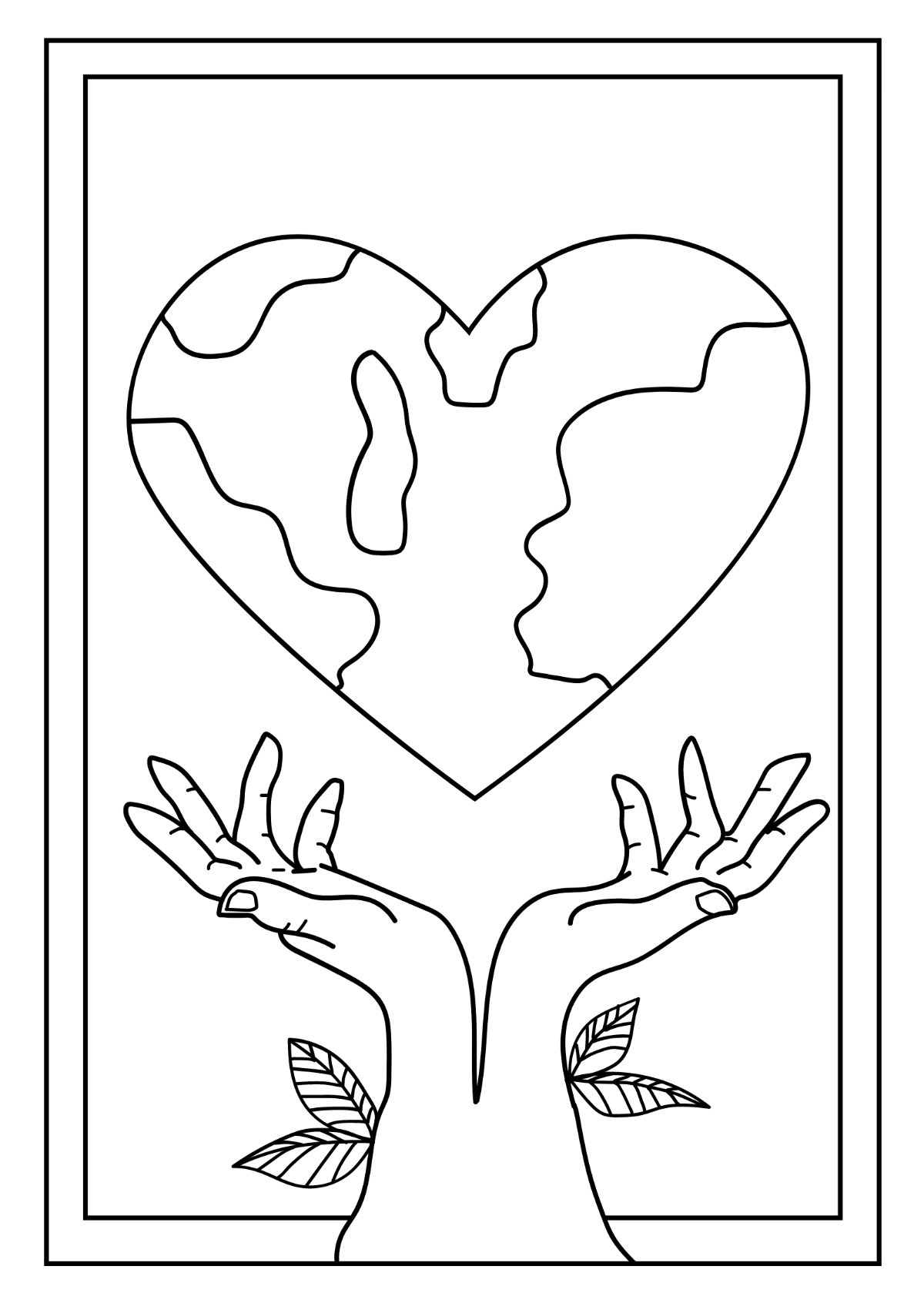 Earth Day Image Drawing Template