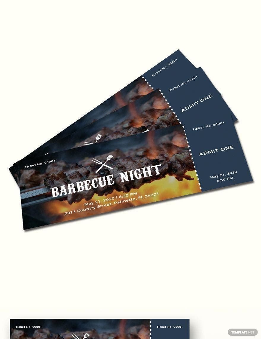 Barbecue Ticket Template in Word, Illustrator, PSD, Apple Pages, Publisher, InDesign