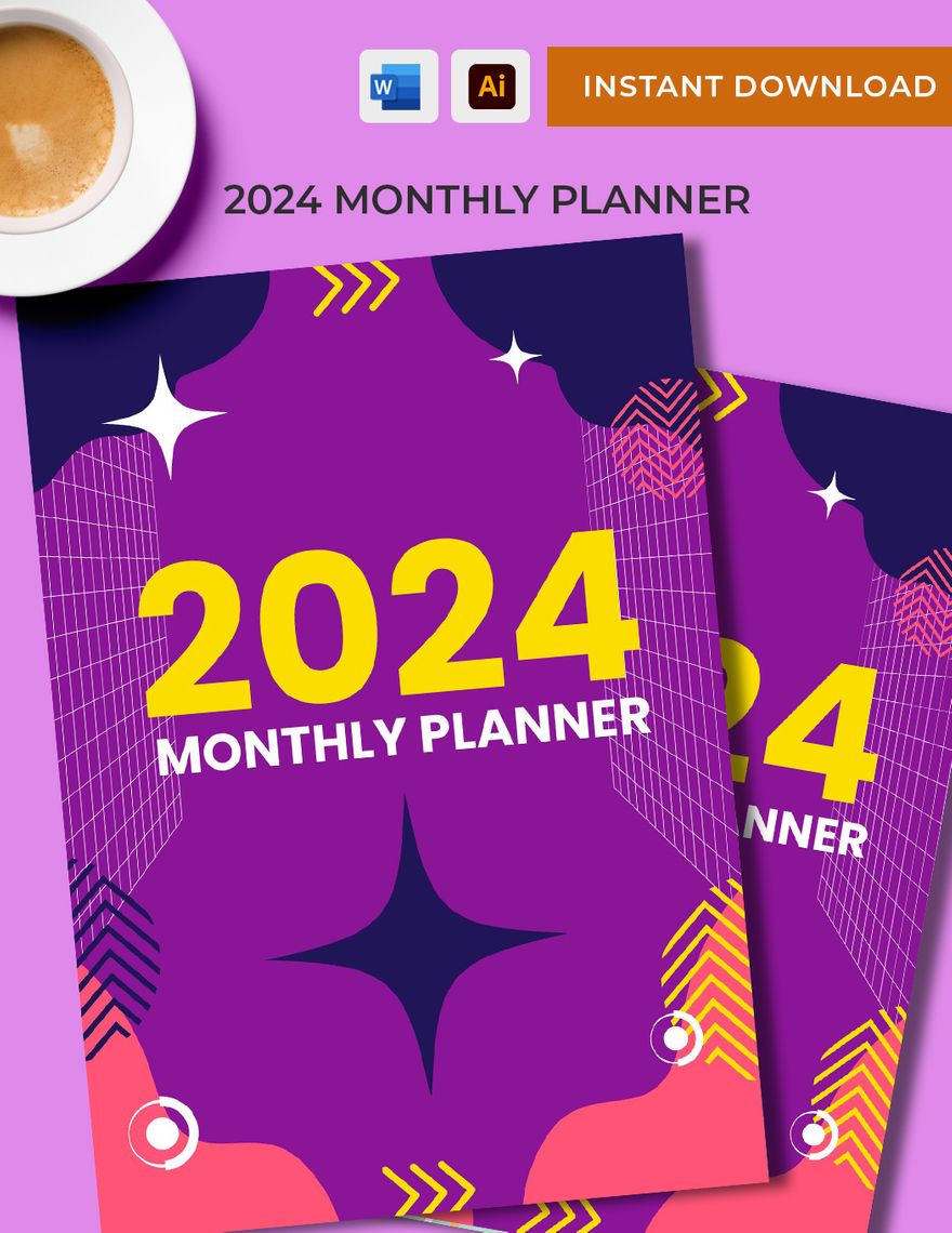 2024 Monthly Planner Template Download In Word PDF Illustrator Template