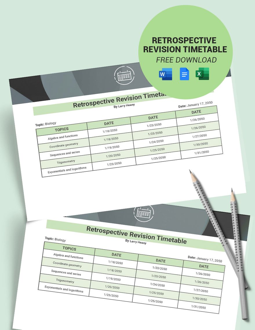 Retrospective Revision Timetable