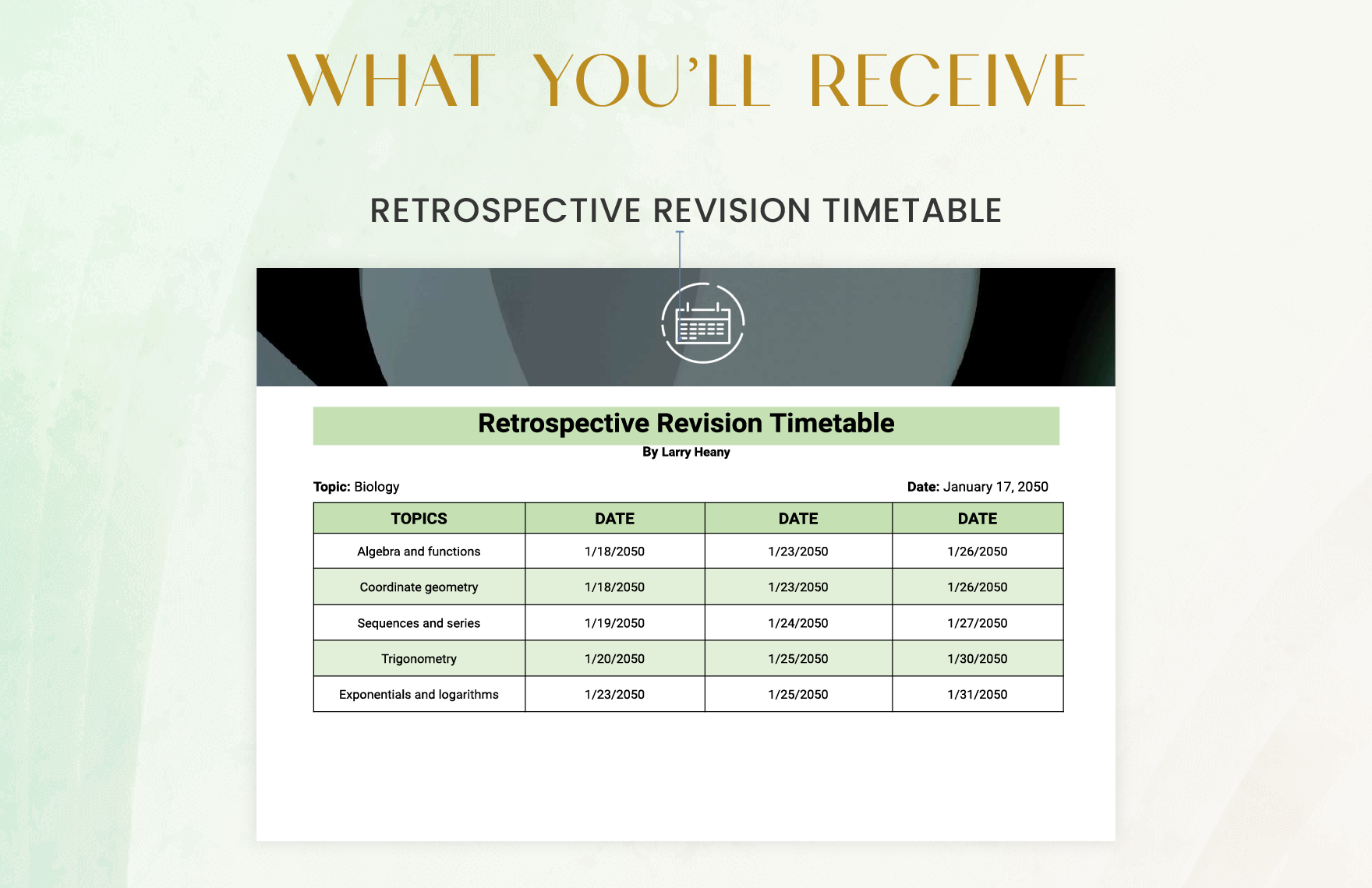 Retrospective Revision Timetable