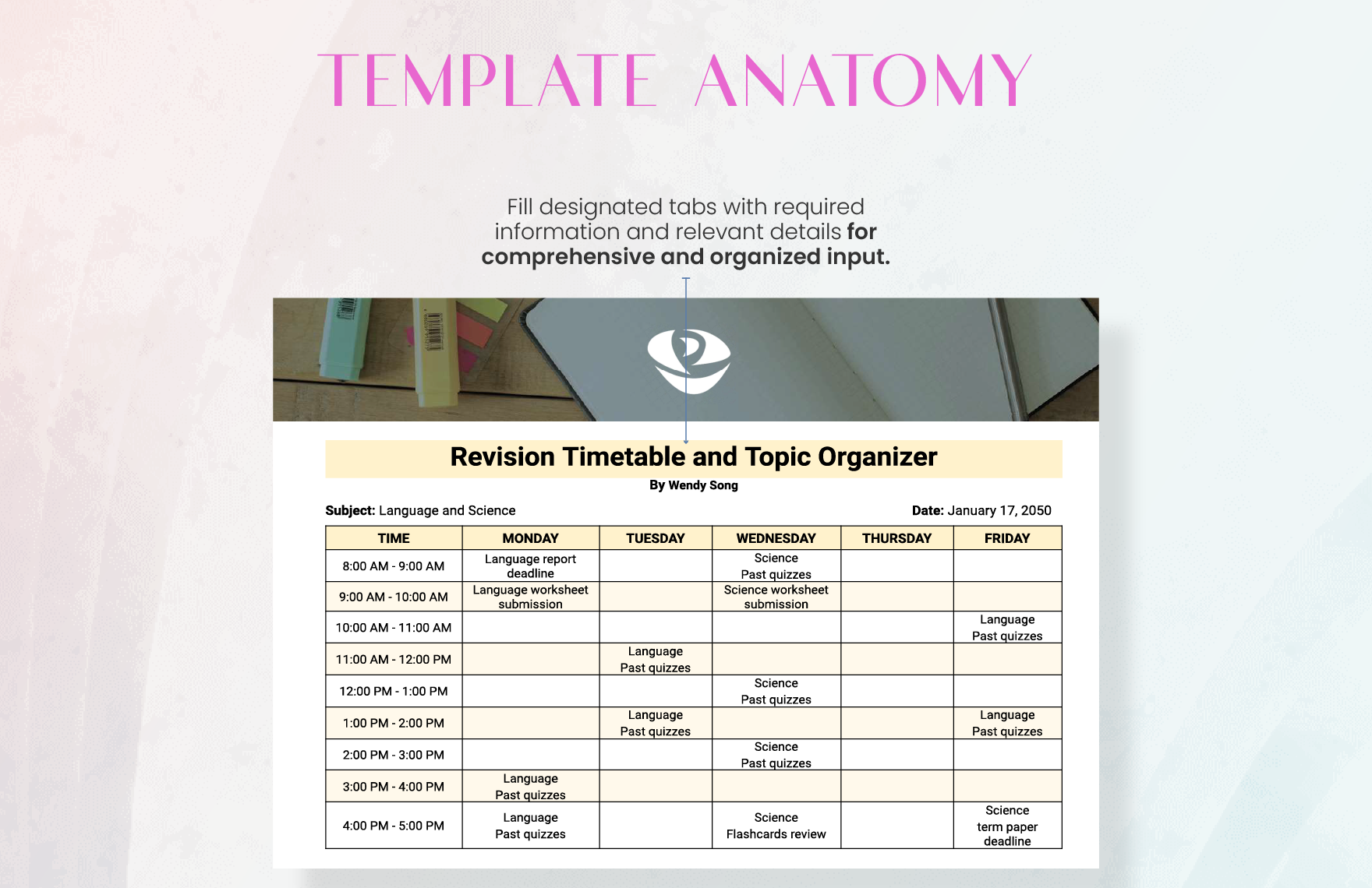 Revision Timetable And Topic Organizer Template