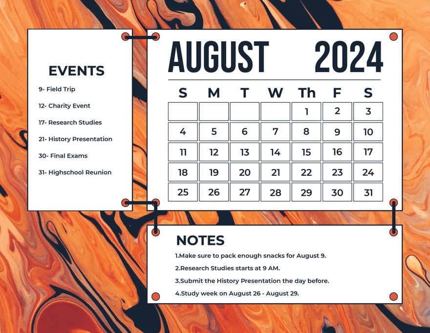 August 2024 Photo Calendar