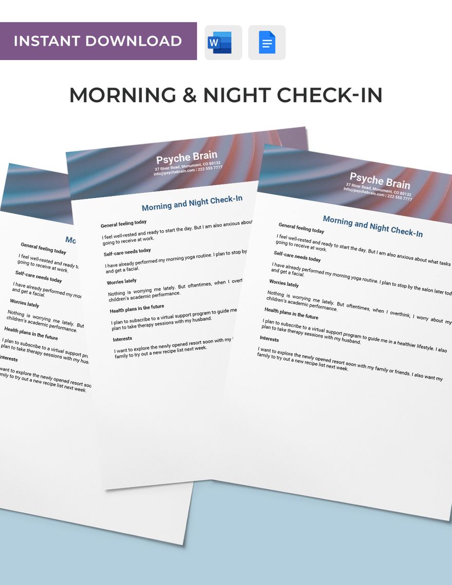 Morning & Night Check-In Template
