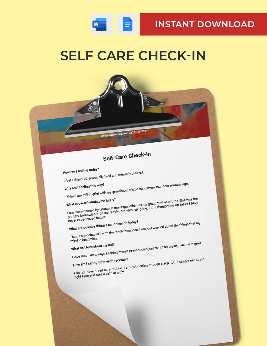 Self Care Check-In Template