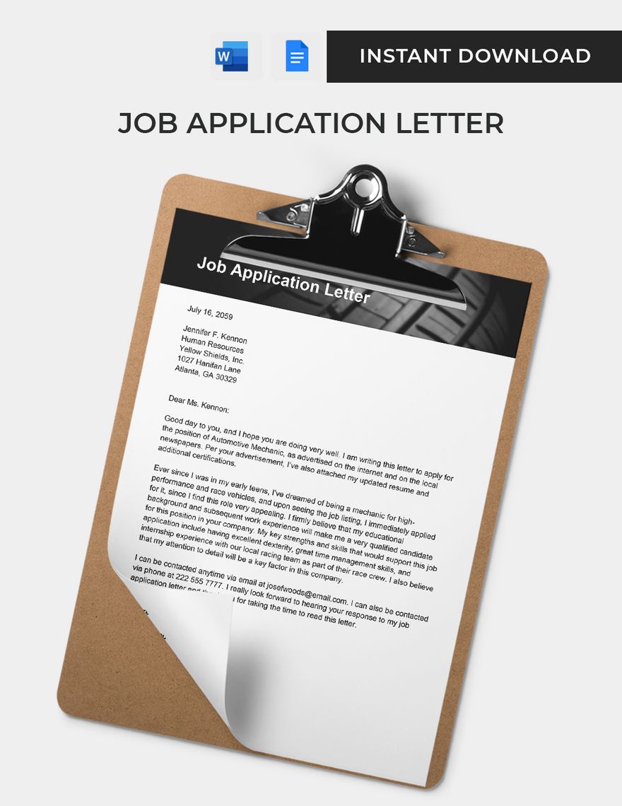 Job Application For Employment In A Company