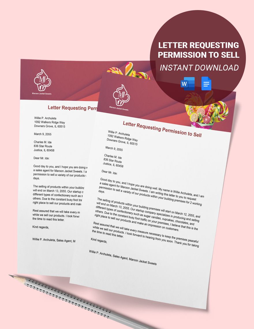 Letter Requesting Permission To Sell