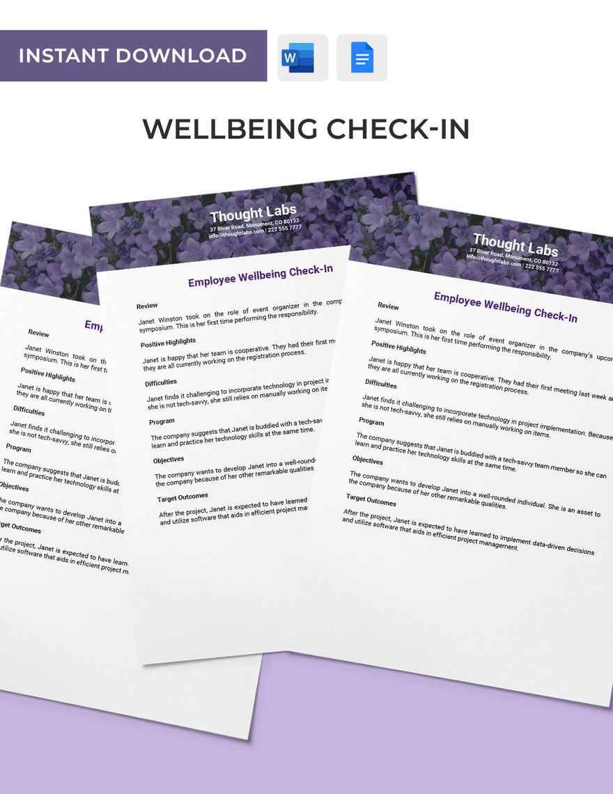 Wellbeing Check In Template In Word Google Docs Download Template