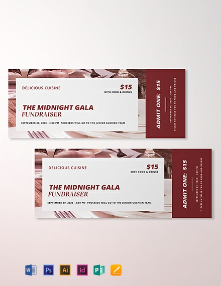 banquet ticket template pdf word doc psd indesign apple