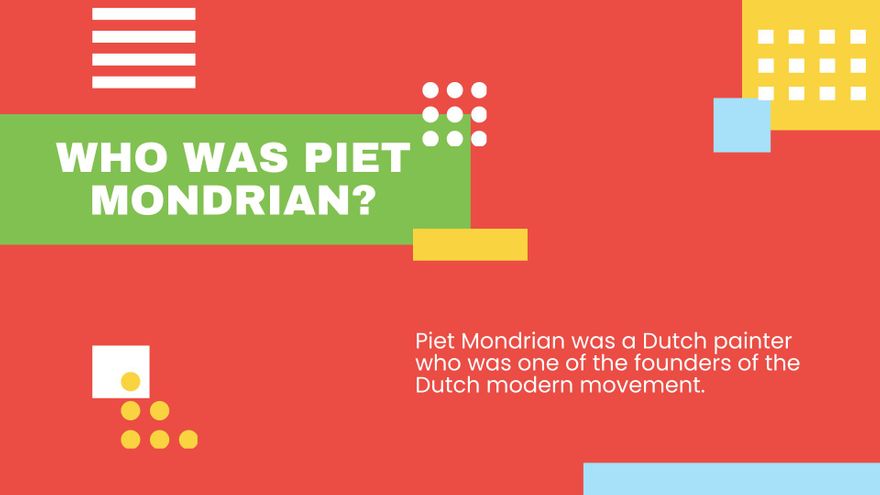 Free Piet Art History Lesson Presentation Template to Edit Online