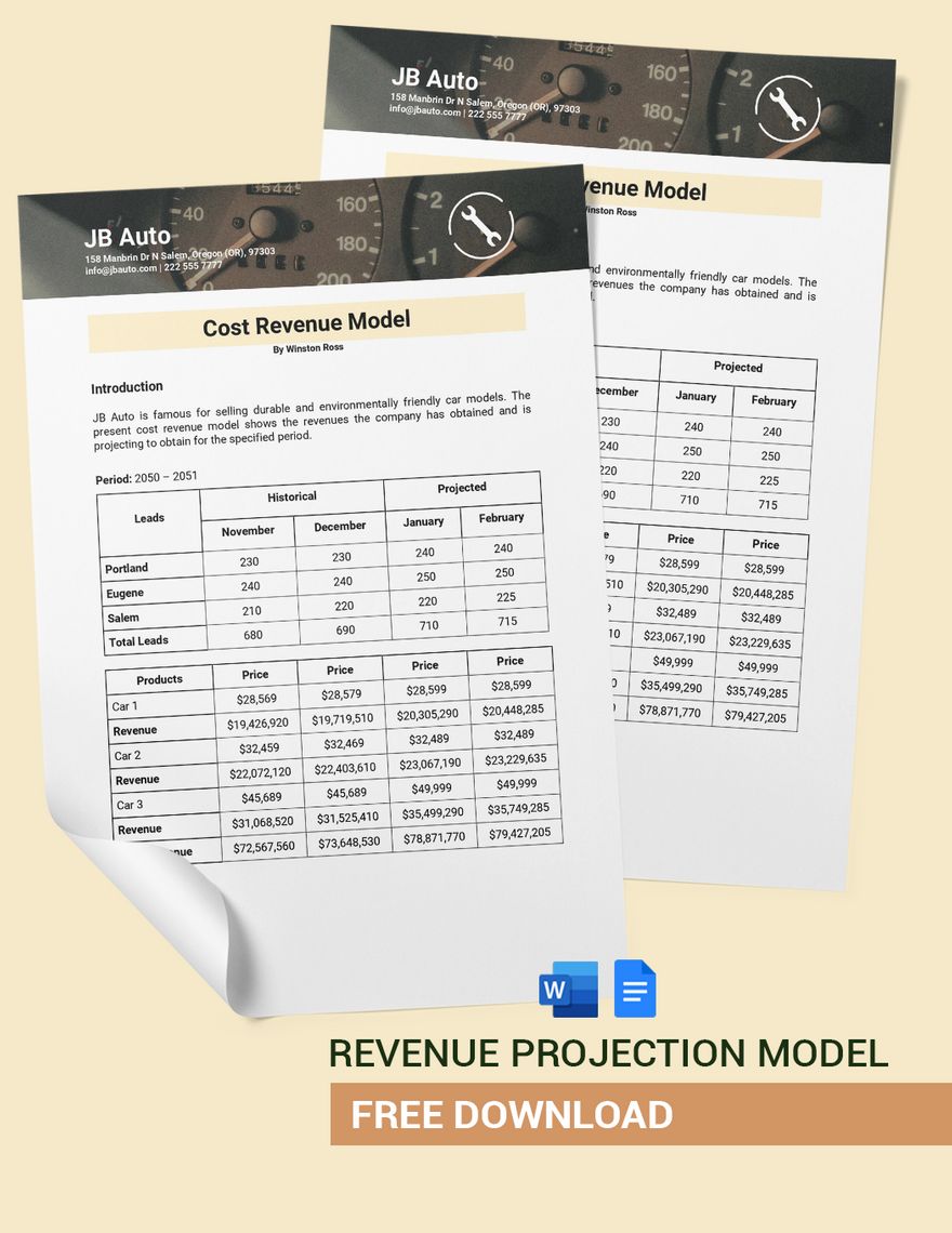 Revenue Projection Model Template