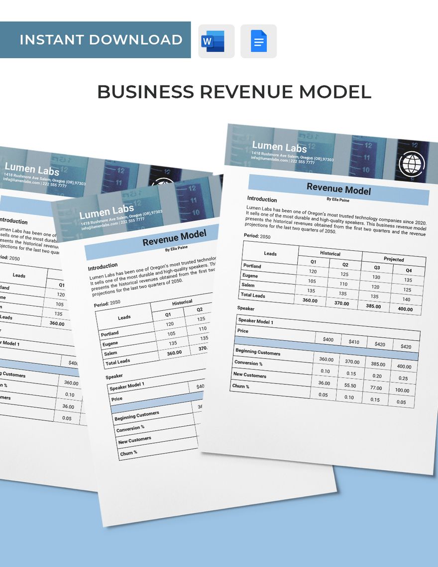 Business Revenue Model Template