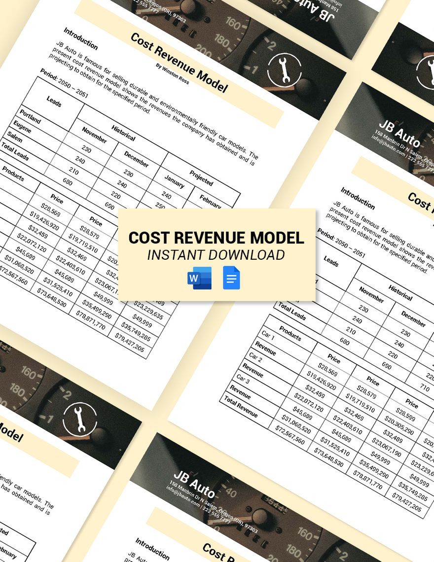 Cost Revenue Model Template
