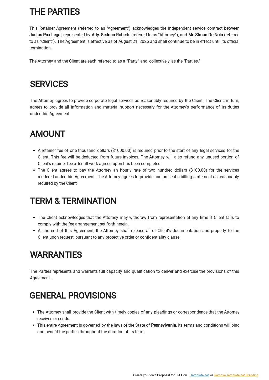 Retainer Agreement Template [Free PDF] Word Apple Pages Google Docs