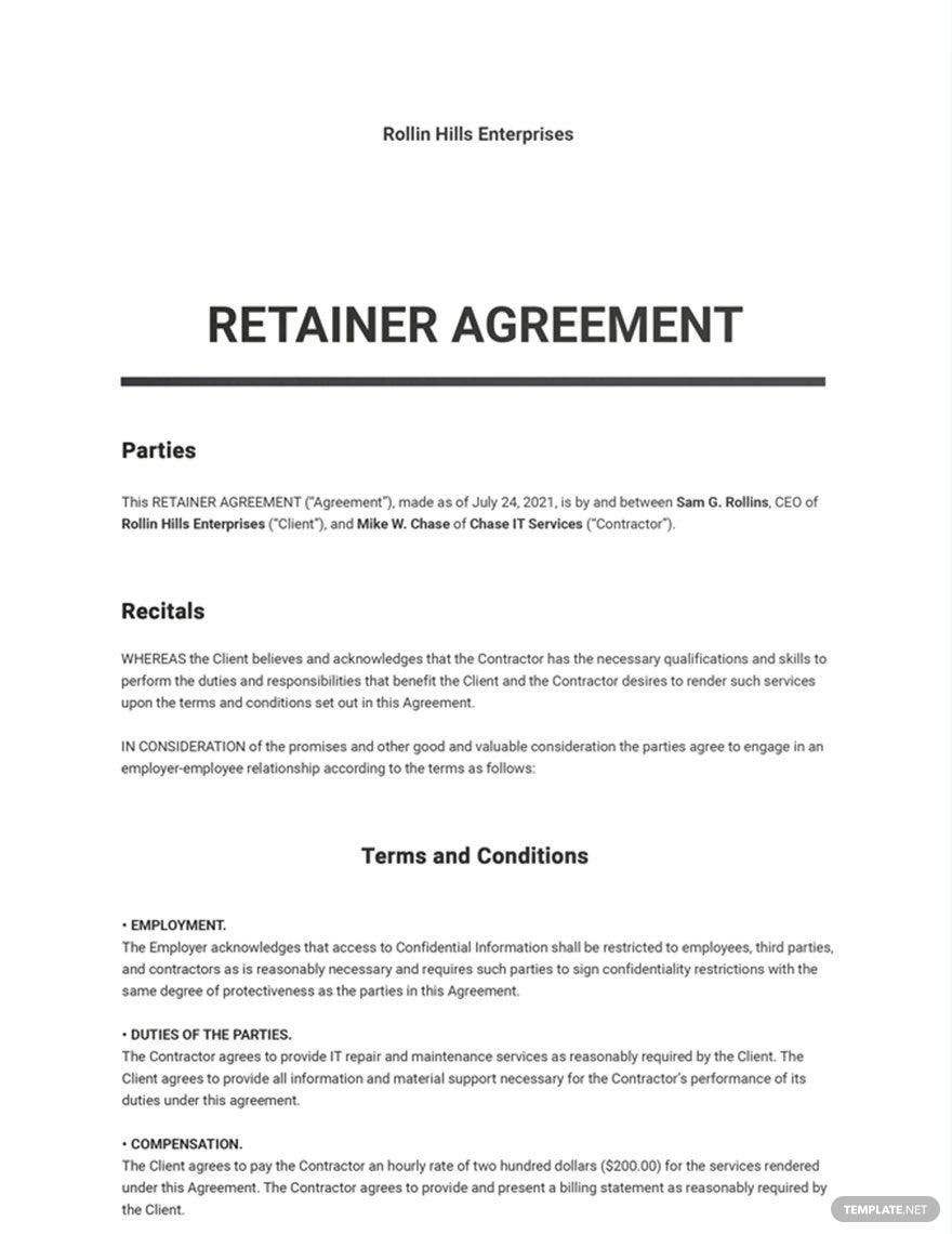 Free Creative Agency Retainer Agreement Template Google Docs Word 