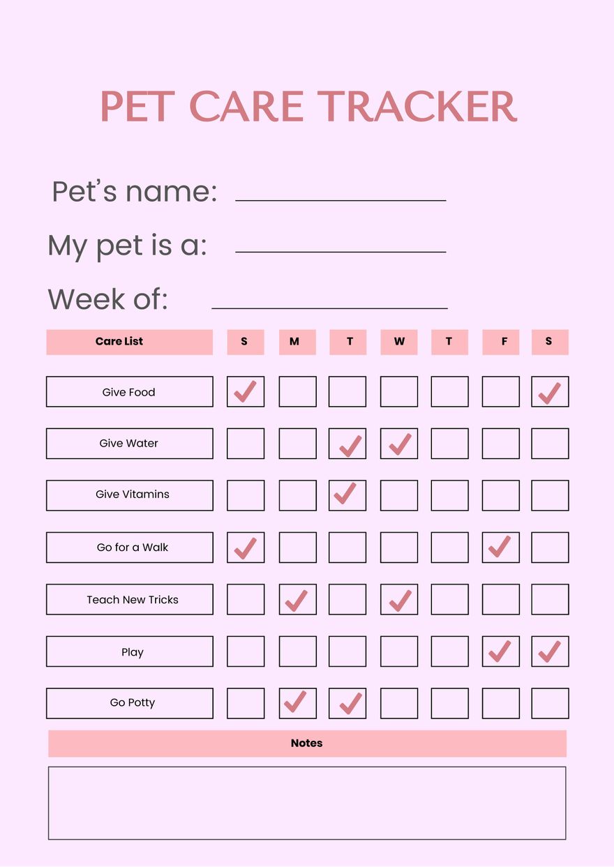Pet Care Chart