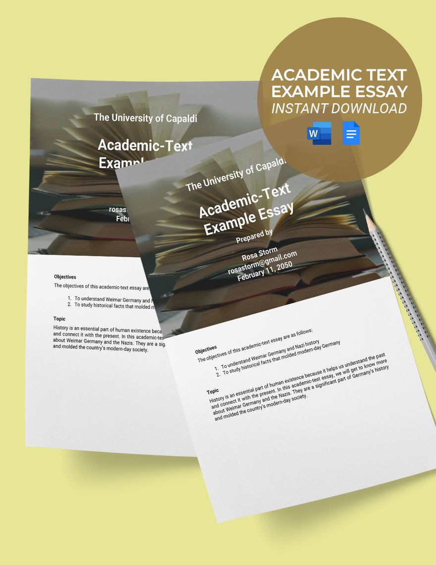 Academic Text Example Essay Template