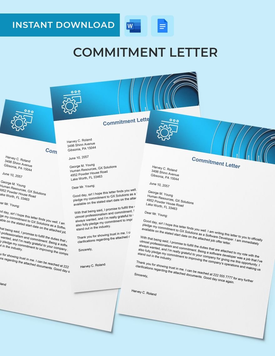 Commitment Letter in Word, Google Docs