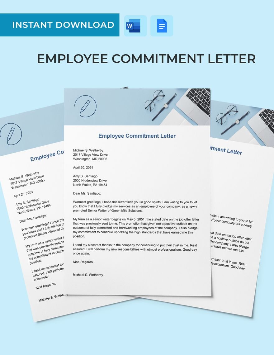 Employee Commitment Letter in Word, Google Docs