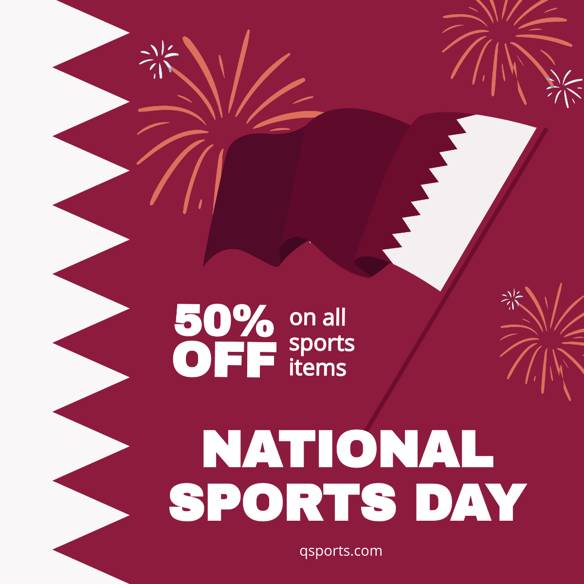 Qatar National Sports Day Flyer Vector Template