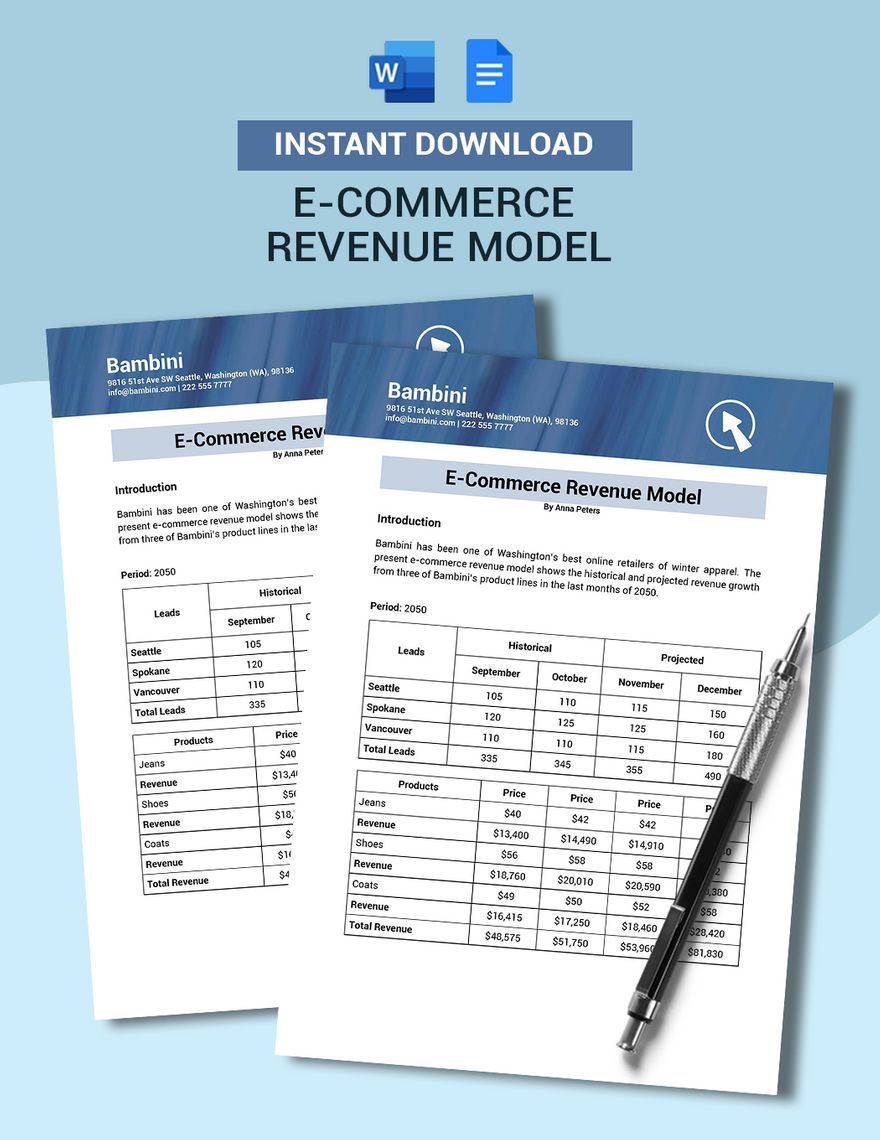 E-commerce Revenue Model