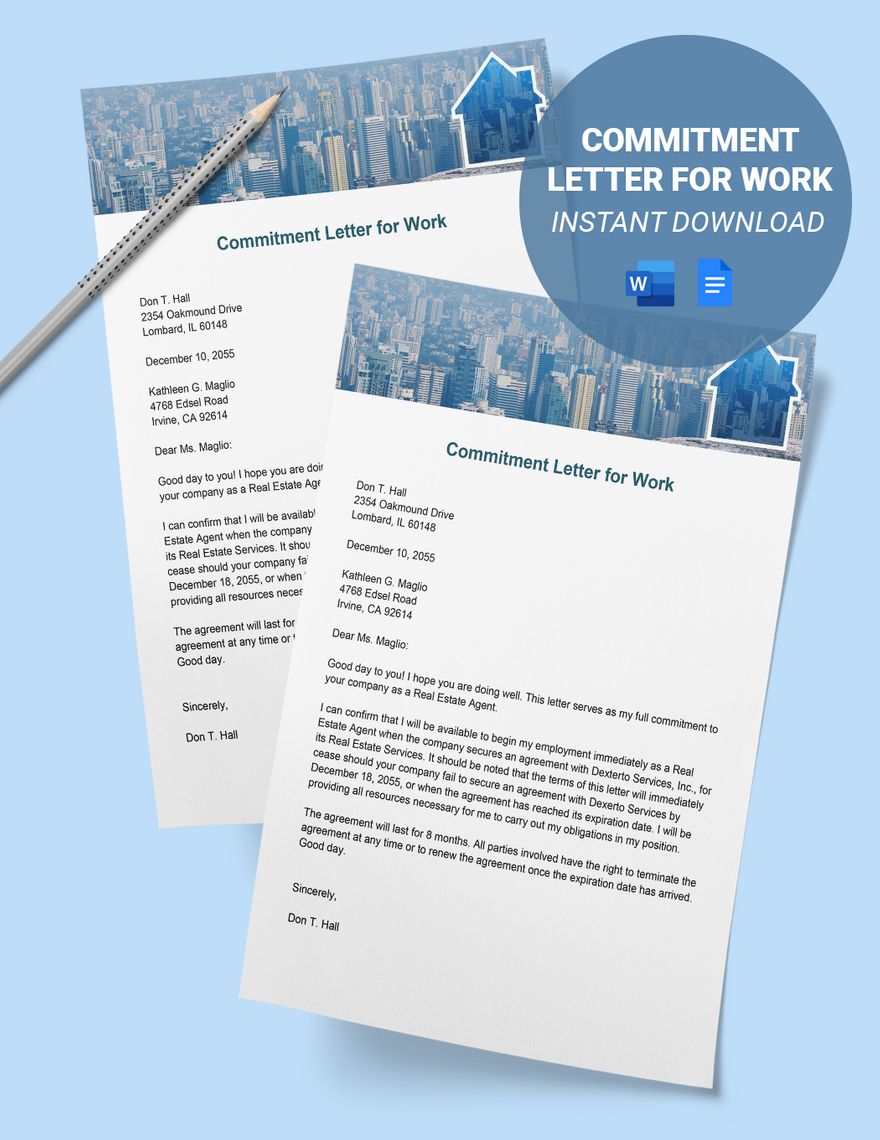 Commitment Letter For Work