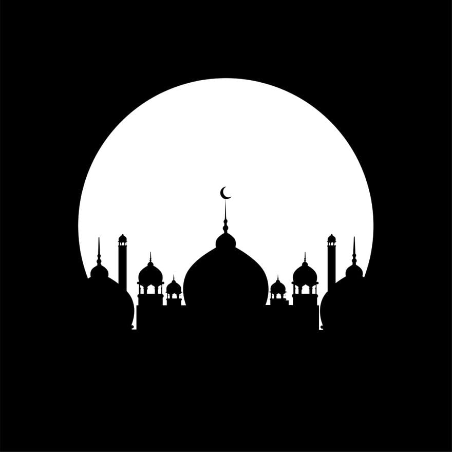 Free Black And White Eid al-Fitr Clipart