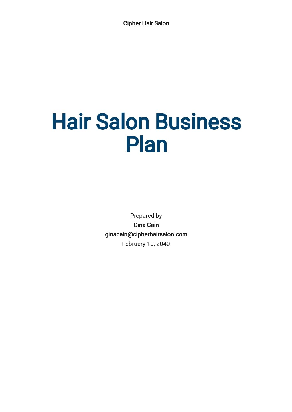Salon Business Plan Template Free