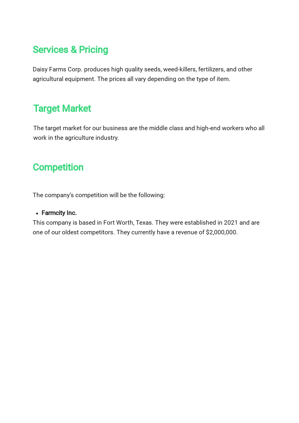 Agriculture Business Plan Template in Google Docs, Word, Apple Pages