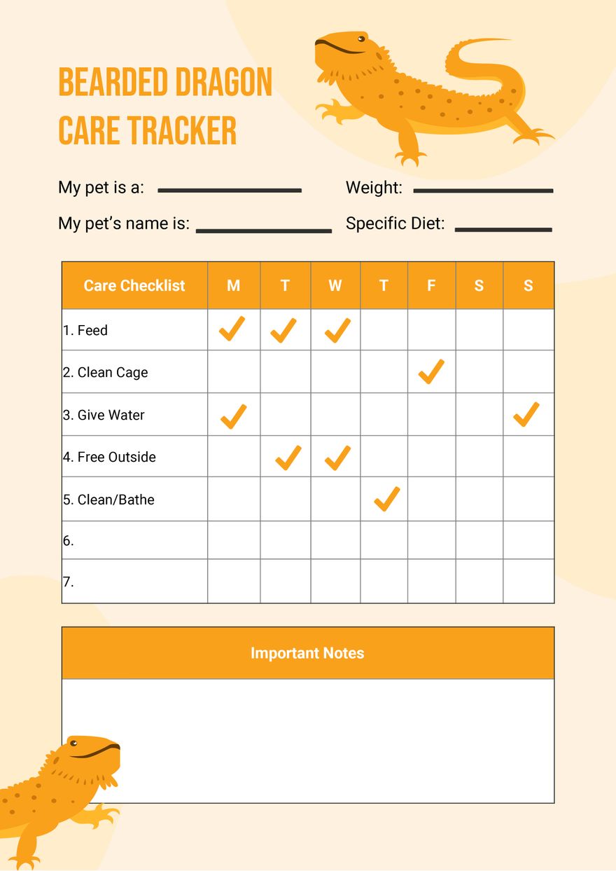 Bearded Dragon Care Chart