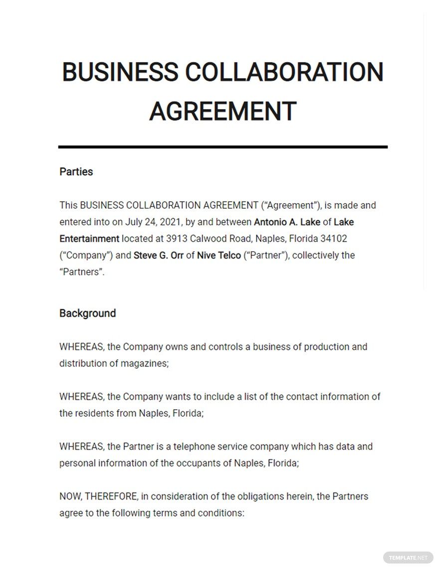 Agreements Templates Format Free Download Template net