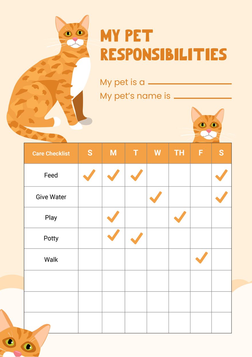 Child's Pet Care Chart