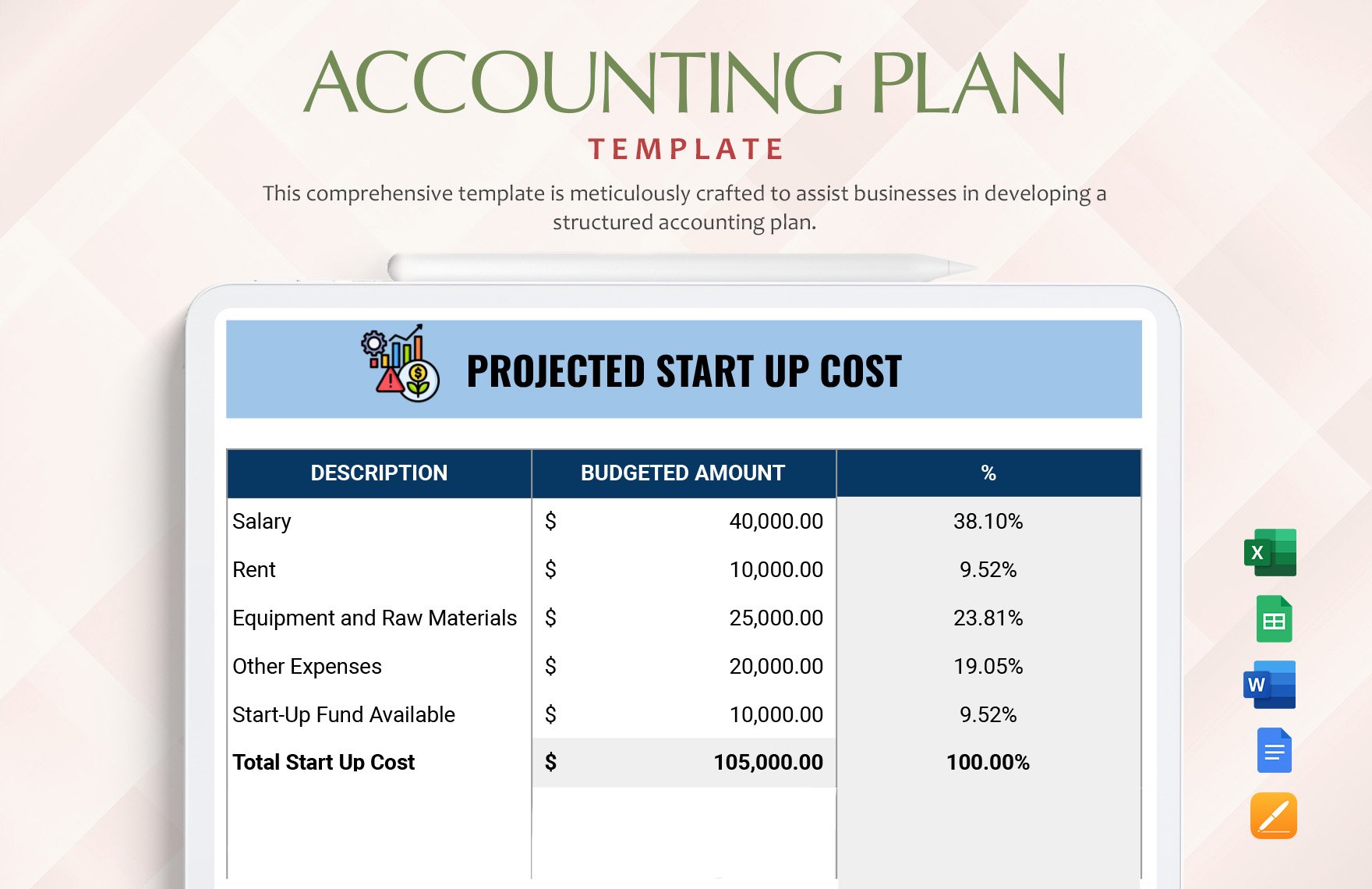 Accounting Plan Template in Word, Google Docs, Excel, Google Sheets, Apple Pages