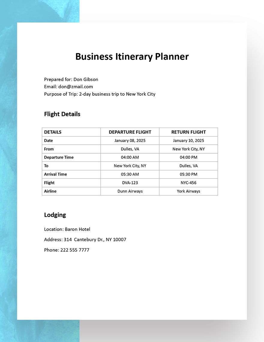 Itinerary Planner Template - Google Docs, Word, Apple Pages, PDF ...