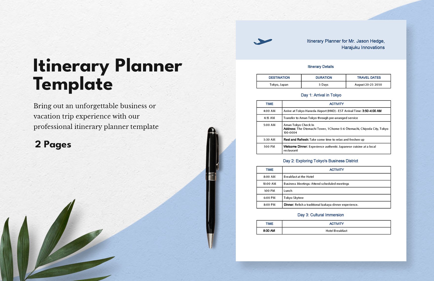 Itinerary Planner Template