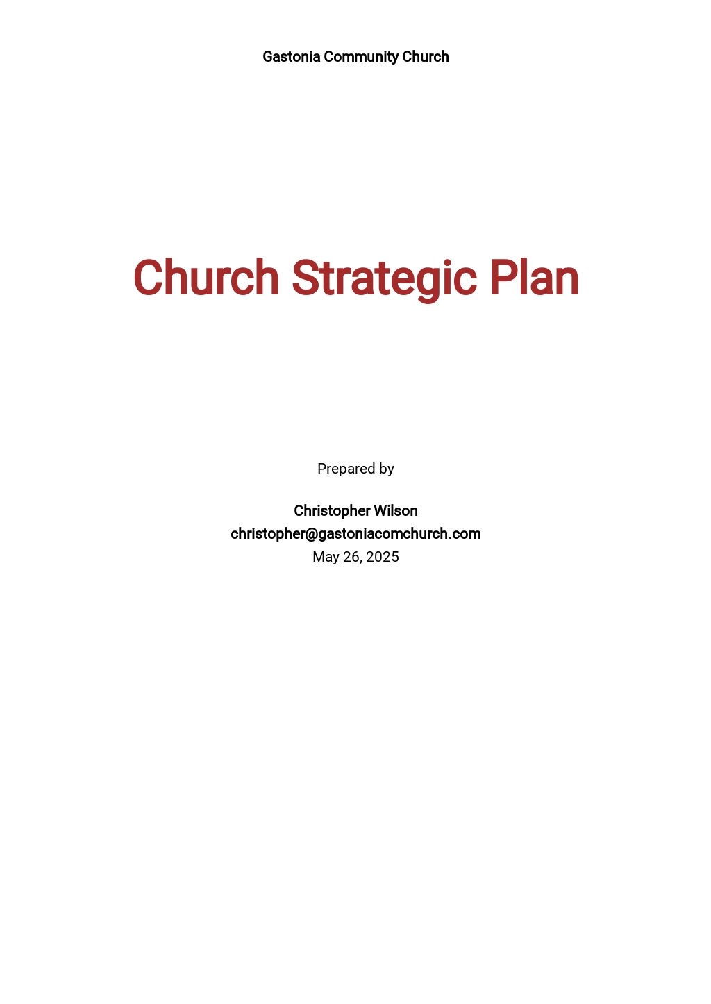 church business plan template