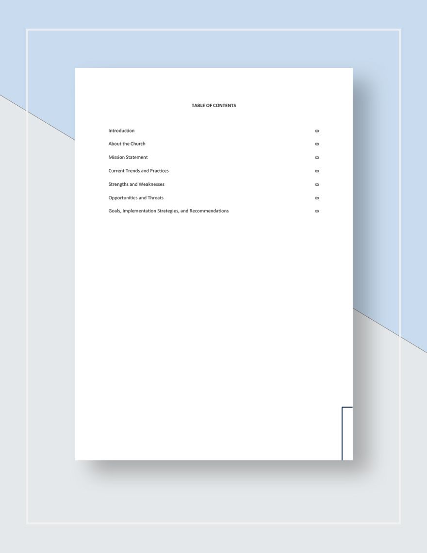 Church Strategic Plan Template in Pages Word Google Docs Download
