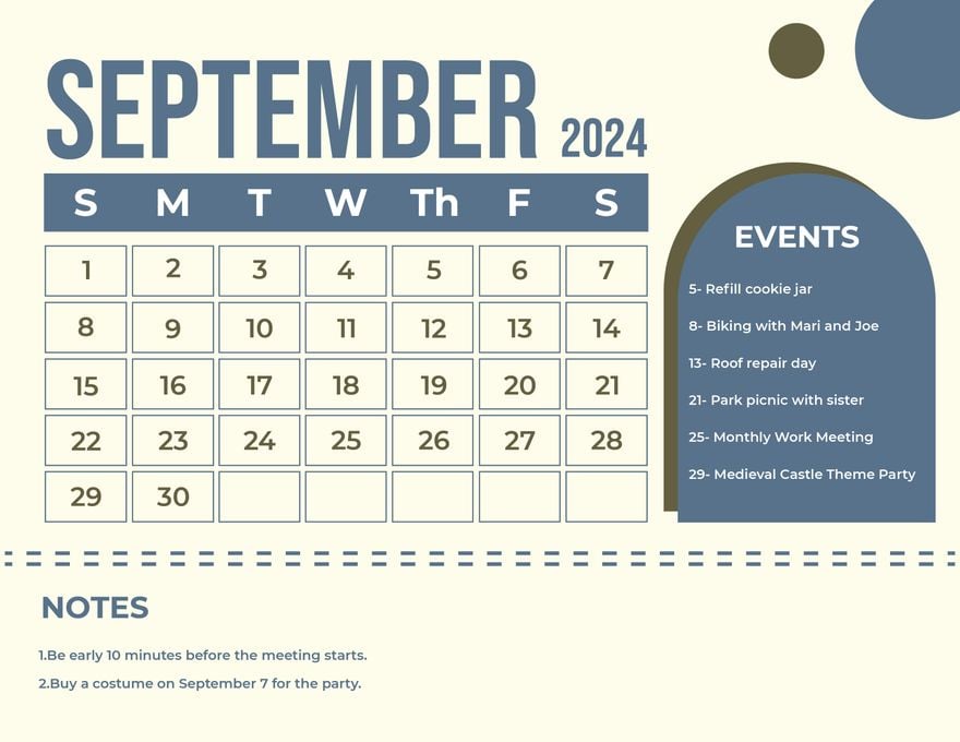 Free Pretty September 2024 Calendar in Word, Illustrator, EPS, SVG, JPG