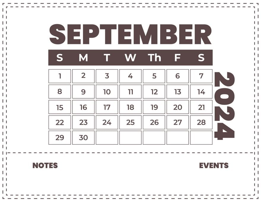 Blank September 2024 Calendar in Word, Illustrator, EPS, SVG, JPG