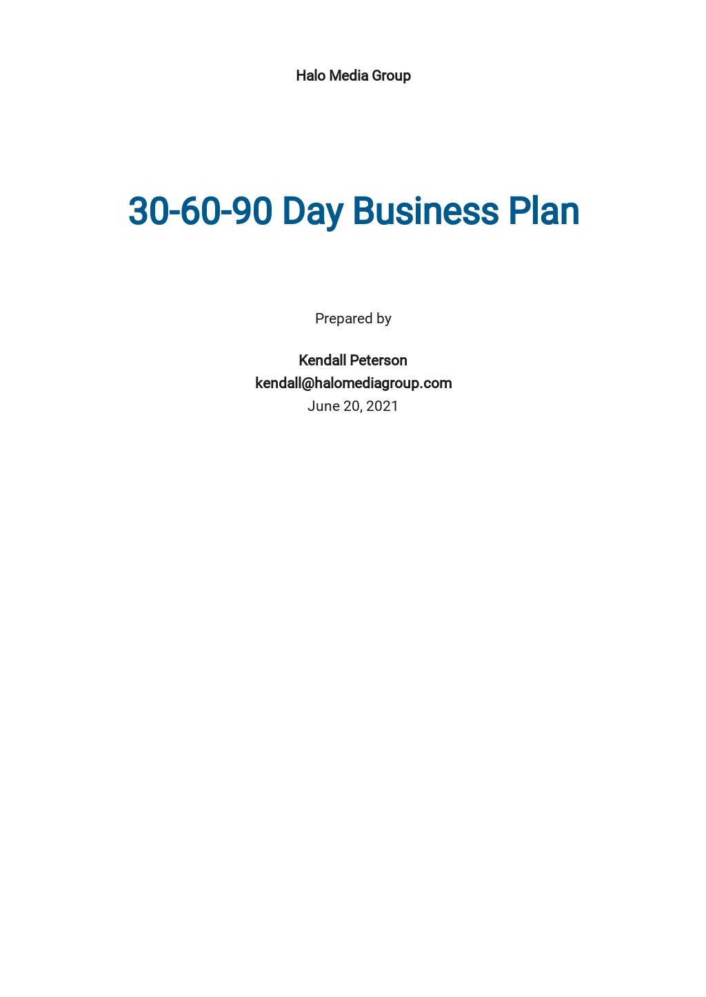 30 60 90 Day Business Plan Template Google Docs, Word, Apple Pages