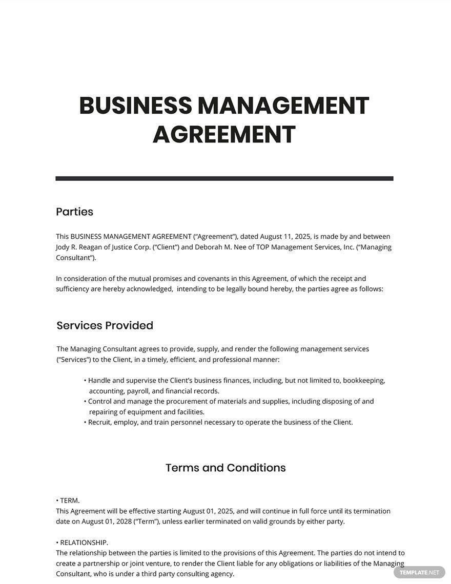 Sample Management Agreement At Bessie Humble Blog Sample Management Agreement At Bessie Humble Blog
