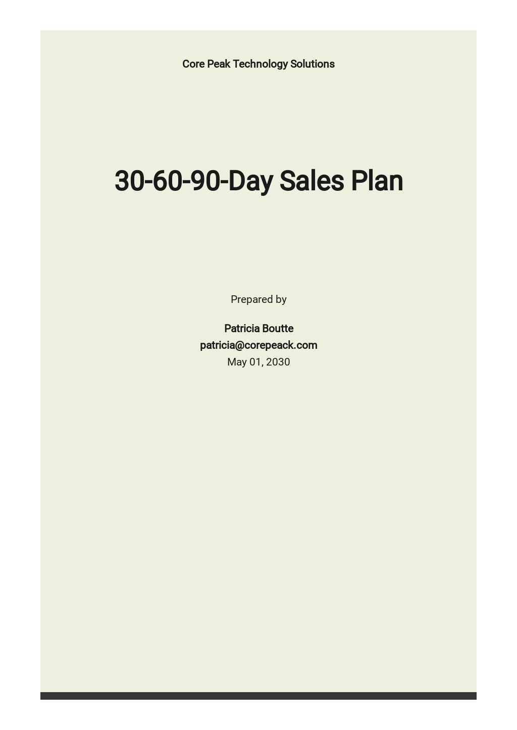 free template 30 60 90 sales plan