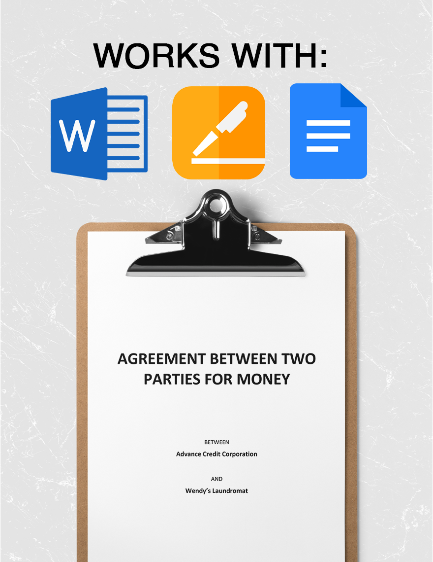 Agreement Between Two Parties for Money Template - Google Docs, Word ...