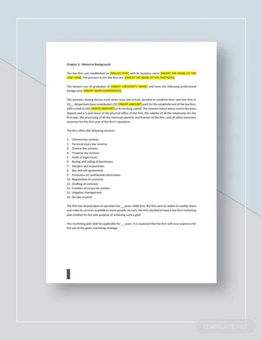 Law Firm Marketing Plan Template
